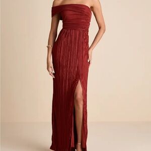 NWT Lulu's Strapless Burgundy Dress sz L